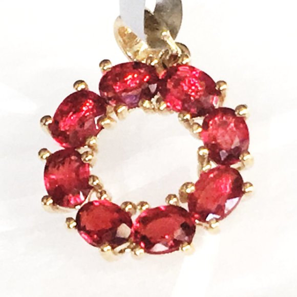 Genuine Ruby Circle Pendant 9K Yellow Gold ~2cts Real Gemstones - Picture 11 of 16